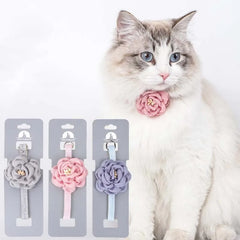 Cat Collar Adjustable Bow Tie Cat Flower Collar Safety Button Tie Necklace Puppy and Cat Gift Pet Accessories Puppy Collar