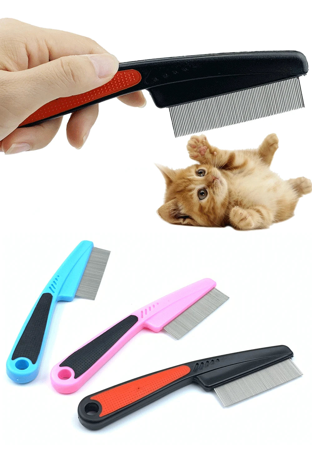 Pet Flea Combs Stainless Steel Needle Grooming Comb Shedding Hair Brush For Cat Dog Deworming Eggs Cleaner Brush Pets Supplies