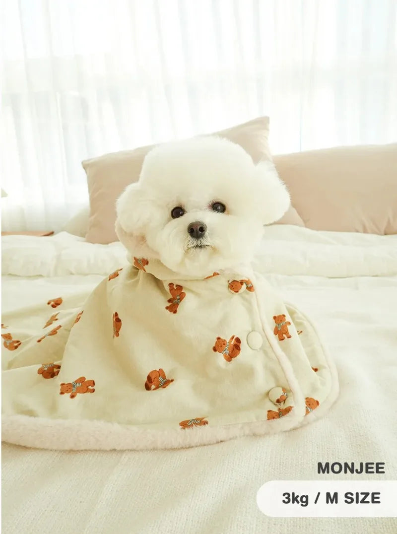 INS Winter Warm Scarf Bear White Rabbit Blanket Clock Pet Dog Warm Mantle Cover Blanket Sleeping Coat Hoodie New Year Gifts