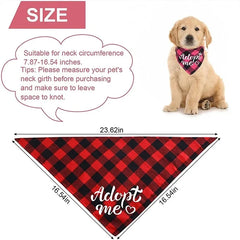 Dog Bandanas Adopt Me Plaid Adjustable Bibs for Dogs Cat Pet Scarf Accessories