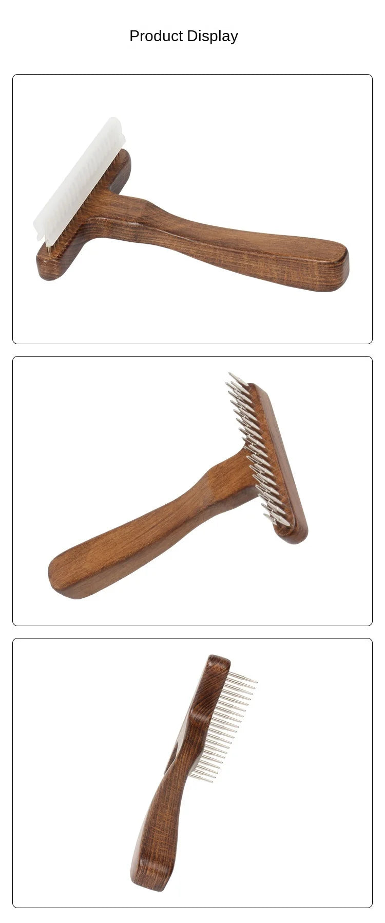 Durable Wooden Handle Nail Rake Dog Comb Vintage Remove Floating Hair Cat Grooming Brush Cleaning Beauty Tools For Pets