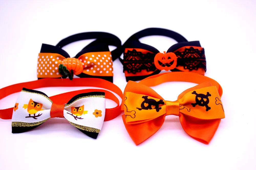 50Pcs Halloween Style Pet Dog Cat Bowties Cute Adjustable Collar Bows for Small Dog Pets Dogs Grooming Accessoires Supplier