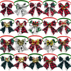 30/50pcs Christmas Dog Bow Tie A Fuzzy Bow Tie Dog Collars Cute Pet Dog Grooming Products Small Middle Dog Xmas Accessories