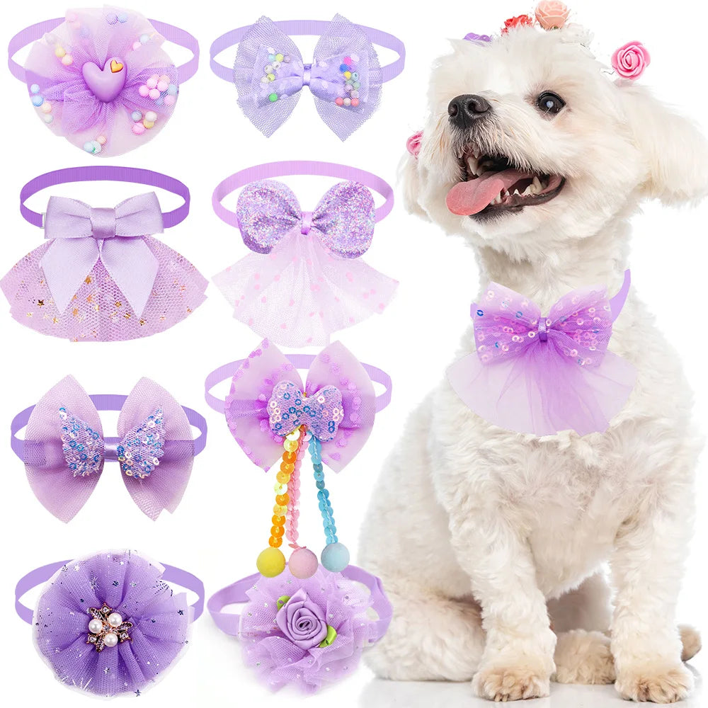 10PCS Colorful Lace Dog Cat BowTies Collar Bulk Puppy Bows Collar Adjustable Bows Necktie for Small Dog Grooming Accessories