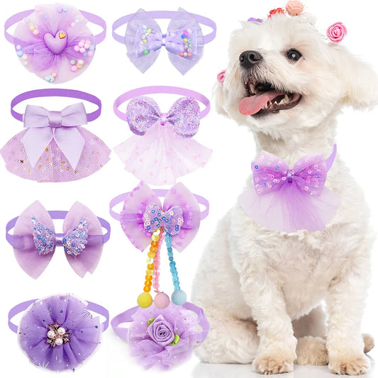 10PCS Colorful Lace Dog Cat BowTies Collar Bulk Puppy Bows Collar Adjustable Bows Necktie for Small Dog Grooming Accessories