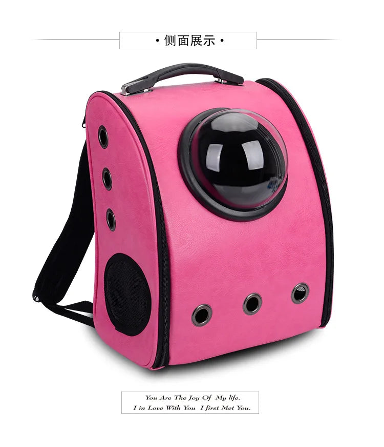 Pu Leather Soft Material Breathable Pet Capsule Dog Carrier Backpack for Cat and Small Animals