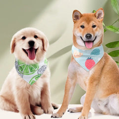 Fashion Hawaiian Style Pet Triangle Scarf Fruit Pattern Adjustable Dog Bandanas Bib Cartoon Soft Dog Neck Scarf for Summer