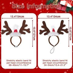 Christmas Pet Headband Elk Reindeer Antlers Headwear Santa Hat Cute Christmas Cat Pet Hoop Headgear Child For  Christmas Parties