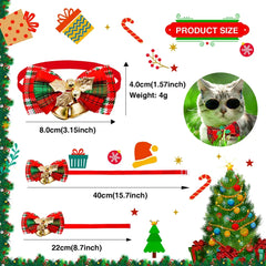 50PCS Pet Bowknot Dog Bowtie with Bell Christmas Decorate Style Adjustable Puppy Festival Party Collar for Small Dog Accessories