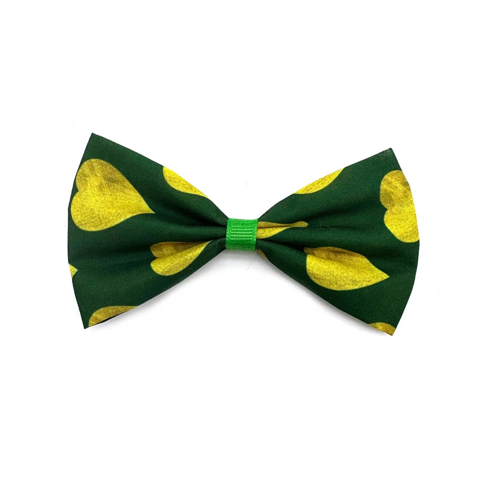 New Style ST Patrick's Day Dog Bow Ties Sliding Dog Bow Tie Cloth Collar Clover Pattern Holiday Accessories Green Pet Bow Tie