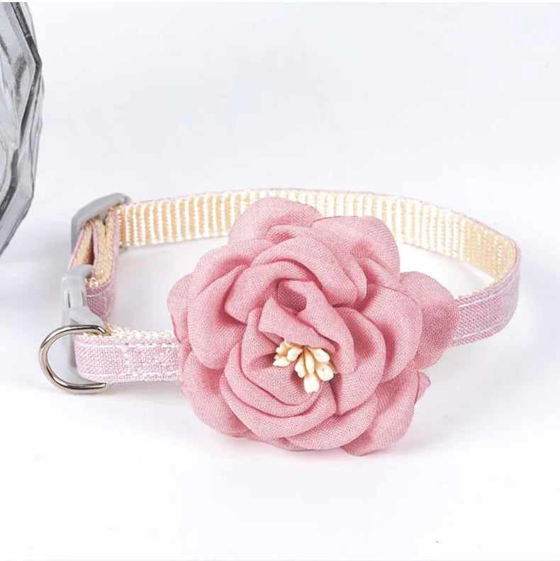 Cat Collar Adjustable Bow Tie Cat Flower Collar Safety Button Tie Necklace Puppy and Cat Gift Pet Accessories Puppy Collar