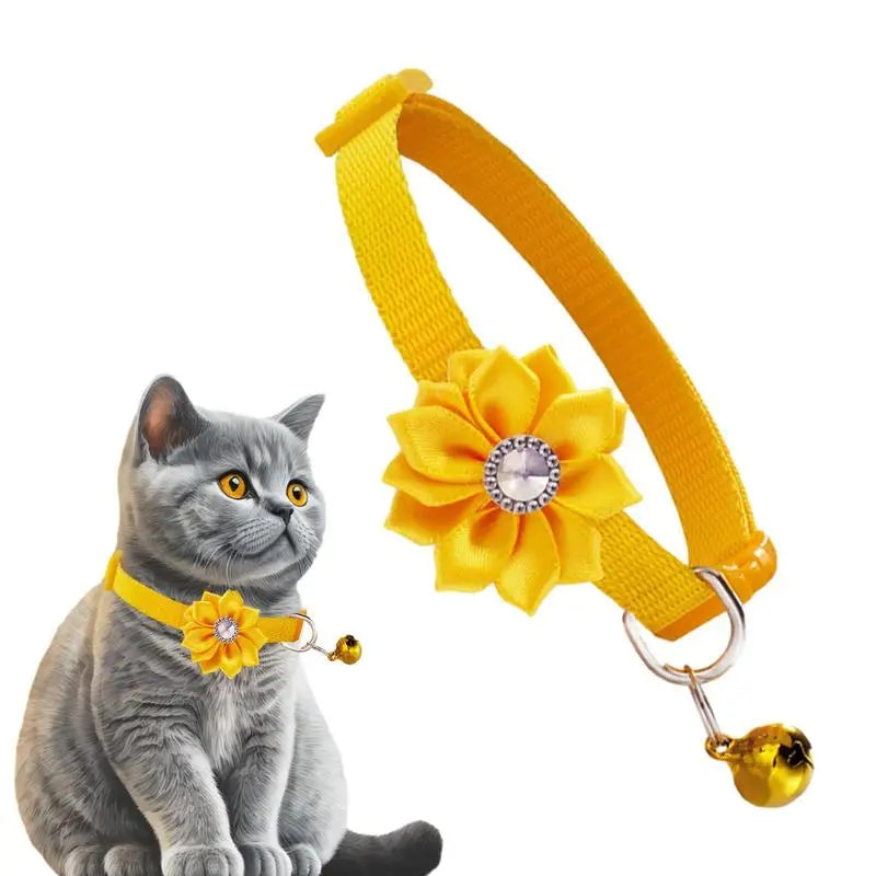 Flower Cat Collar With Bell Dog Pet Bow Tie Floral Costume Accessory Cat Collars Dog Collar Pet Collar With Bell For Cosplay