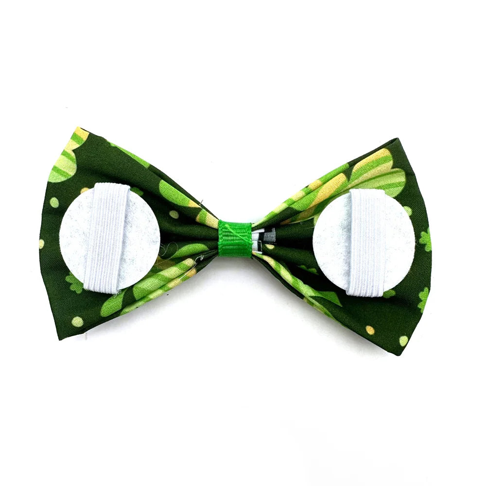 New Style ST Patrick's Day Dog Bow Ties Sliding Dog Bow Tie Cloth Collar Clover Pattern Holiday Accessories Green Pet Bow Tie