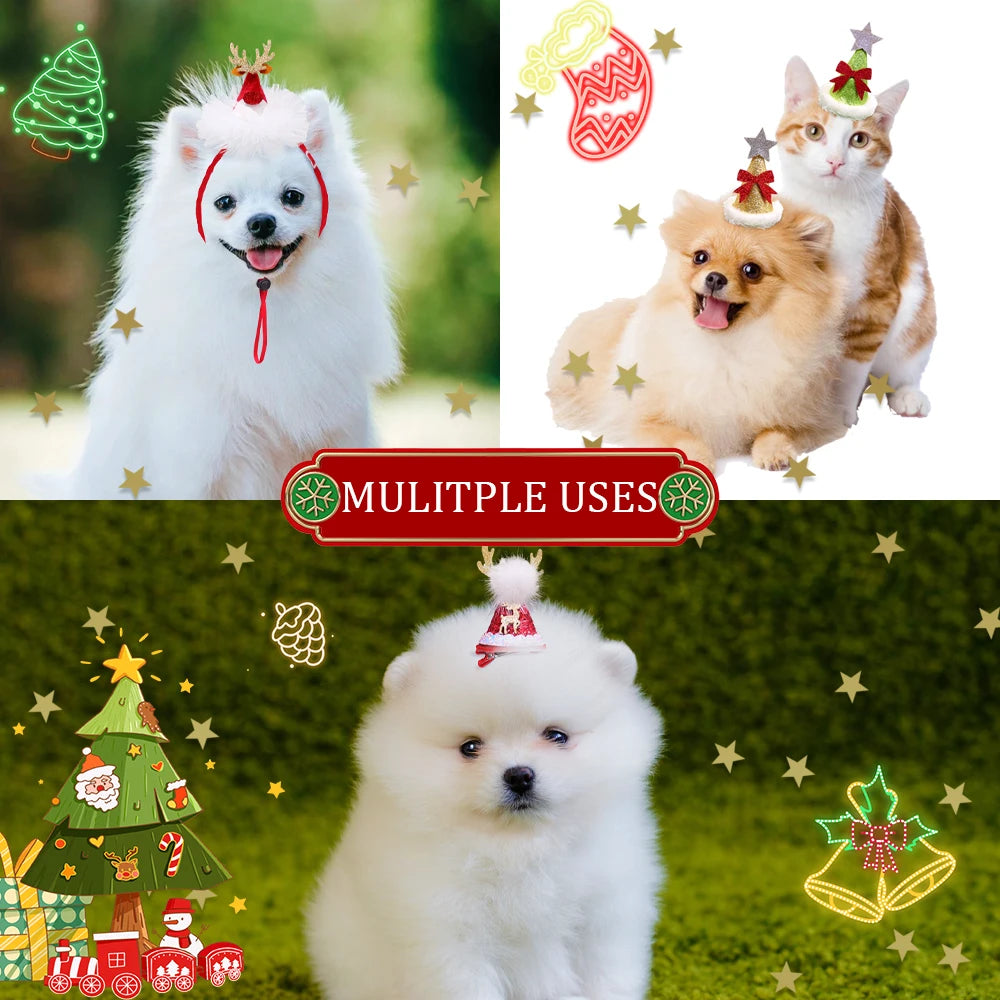 1PCS Cute Pet Dog Hat Christmas Puppy Dog Hat Accessories for Small Dogs Costume Dog Hats for Cats Dogs Costumes Pet Supplies