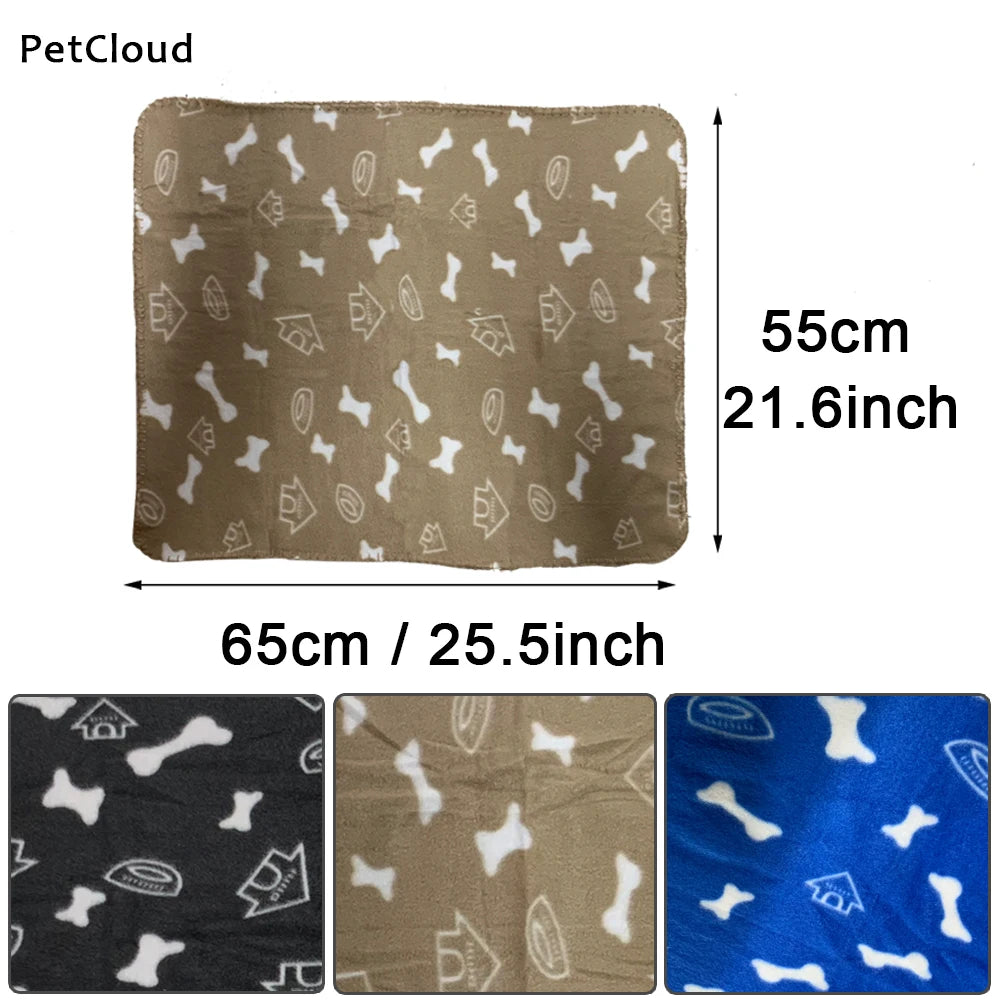 Pet Soft Warm Blanket Microfiber Towel For Dog Bath Puppy Winter Polyester Plush Bone Print Dog Drying Towel Pet Supplies