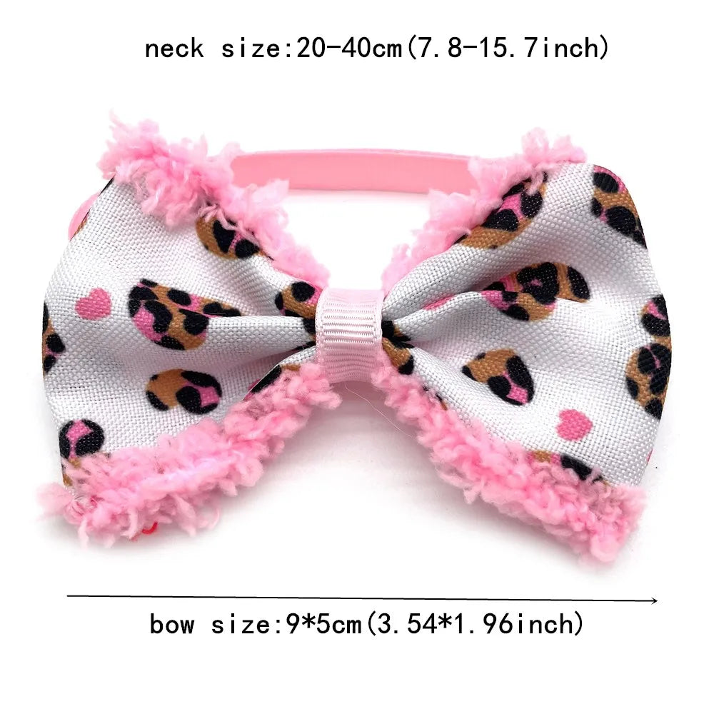 Dog Valentine's Day Bow Ties Pet Dog Neckties Love Pattern Collar for Small Middle Dog Puppy Neckties Pink Bows