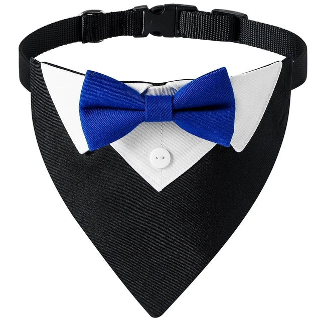 Sucado Bow Tie Dog Collar Tuxedo Bandana Adjustable Formal Puppy Triangle Neck Wear for Wedding Birthday Dress-up Cosplay Party