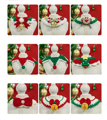 New Year Pet Bibs Dogs Harness Scarf Xmas Christmas Cat Neckerchief Puppy Cat Bow Collar Knitted Christmas Pet Knitted Collars