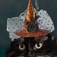 Cat Witch Hat Cosplay Halloween Outfits Witch Hat Photography Props Decorative Pet Cat Halloween Apparel Dog Cosplay Accessories