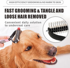 VPOER Undercoat Rake for Dogs & Cats - 2 Sided Dog Brush for Shedding Large Pet Grooming Comb Professional Dematting Tool