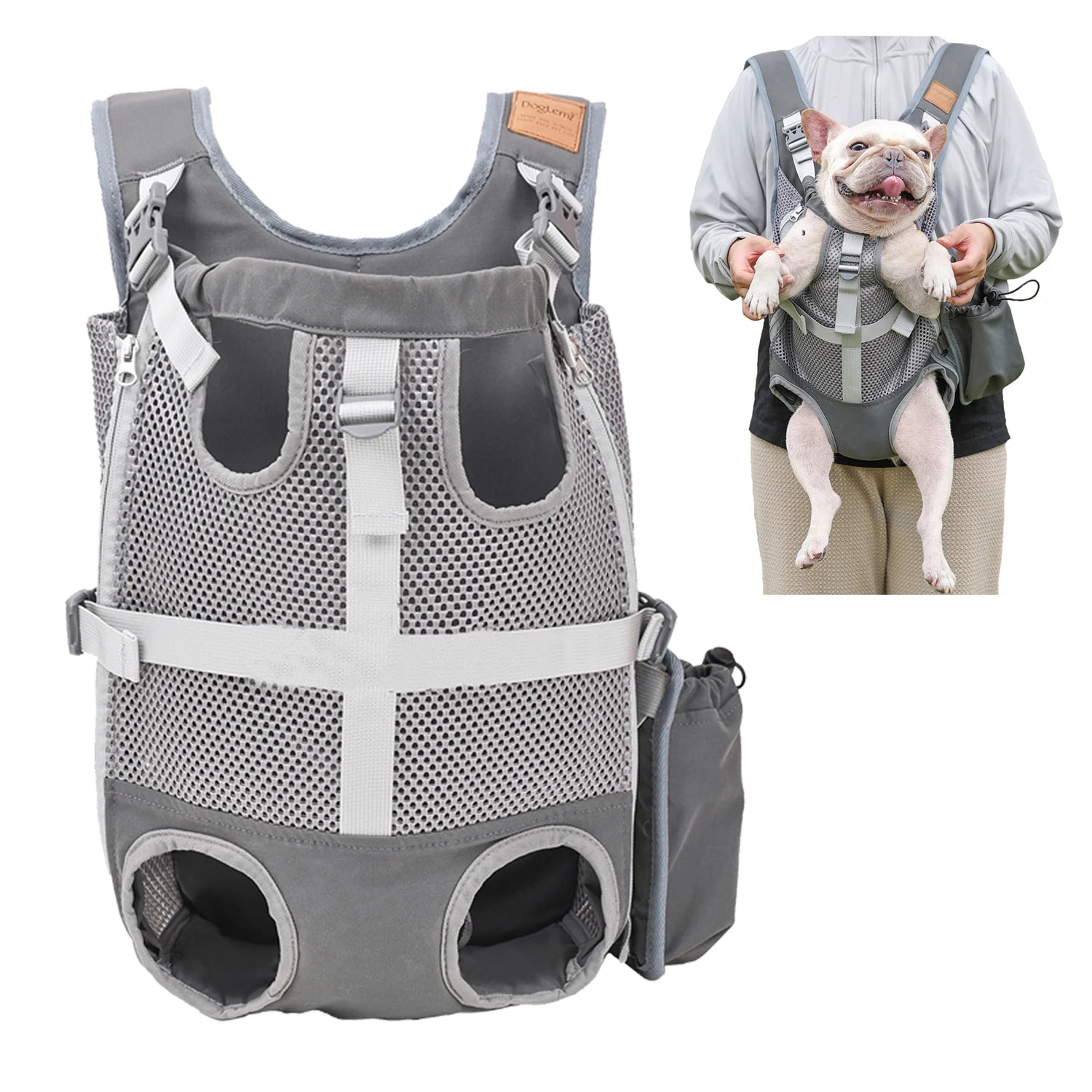 Dog Carrier Backpack for Small Dogs Breathable Hands-Free Adjustable Legs-Out Dog Bag Pet Travel Bag for Biking Hiking Walking