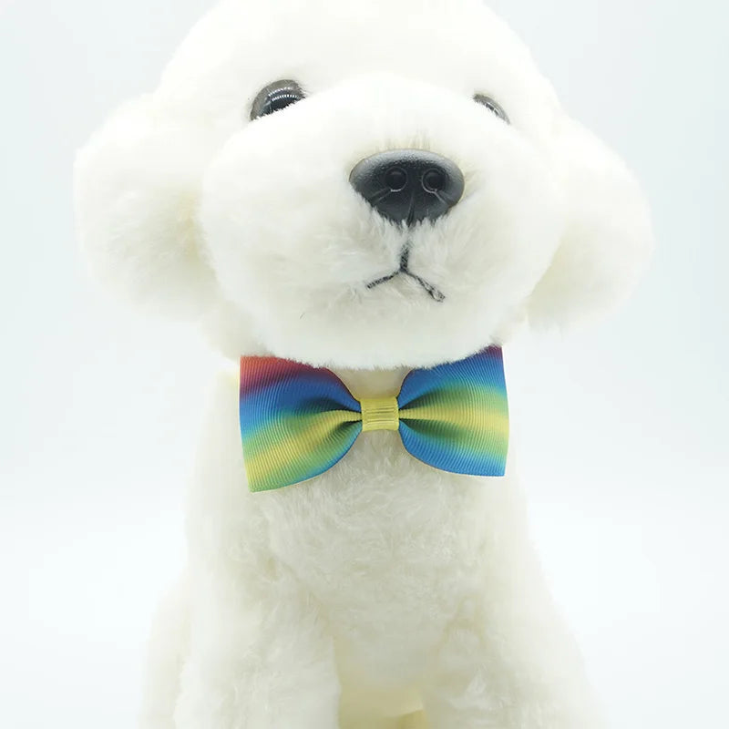 6 Colors Cute Rainbow Style Dog Bow Ties Colorful Ribbon Puppy Small Dogs Cats Neck Ties For Collar Pet Grooming Accessories