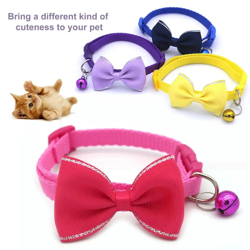 Lovely  Cat Collar Universal Pet Cat Breakaway Bow Tie with Bell Easy-wearing Soft Texture Kitten Collar Pet Supplies