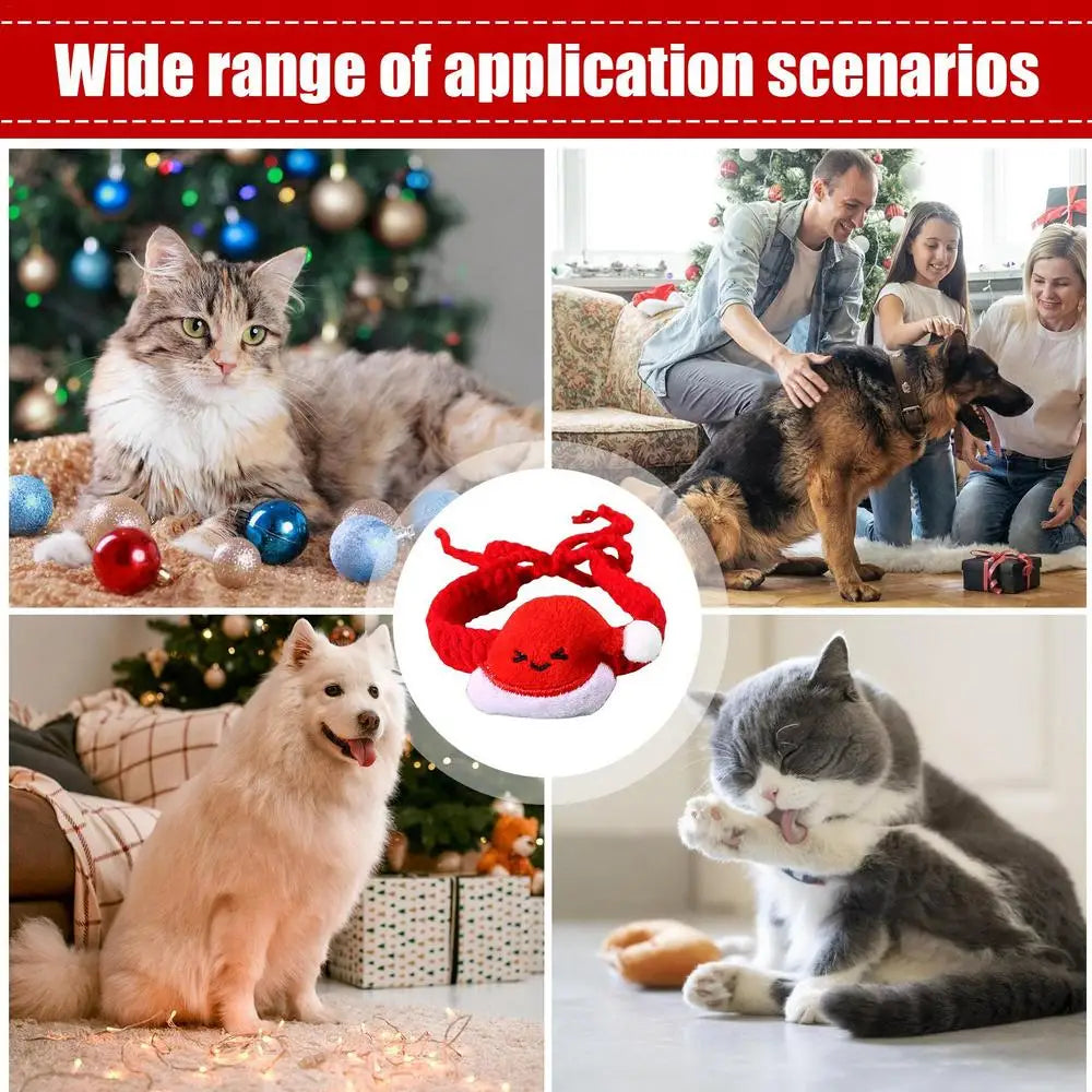 Cat Christmas Scarf Knitted Christmas Pet Clothes Breathable Pet Bandana Festive Pet Scarf For Rabbits Kitten Puppy