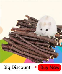 2pcs Chew Stick Apple Tree Branch Hamster Squirrel Natural Toys Parrots Rabbits Grinding Stick Small Pets Supplies  accessories