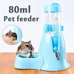 Water Feeder Small Animals Automatic Dispenser Drinking Water Bottle Bowls Dish with Food Container for Hamster Accessories 80ml