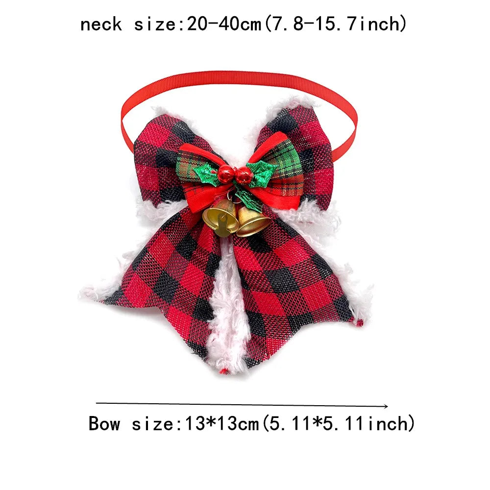 30/50pcs Christmas Dog Bow Tie A Fuzzy Bow Tie Dog Collars Cute Pet Dog Grooming Products Small Middle Dog Xmas Accessories