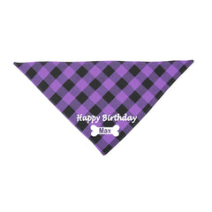 Custom Dog Bandana Happy Birthday Personalized Name Scarf Dog Cat Plaid Triangular Bib Scarf Collar Pet Items Accessories