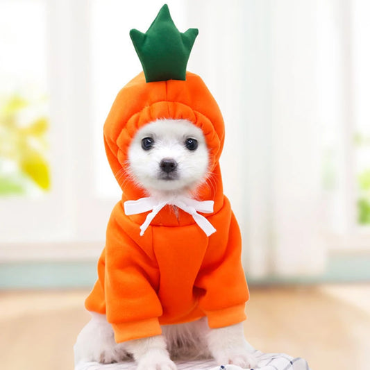 Adorable Fruit-Themed Dog Hoodie with Hat - Funny Halloween Cosplay Costume for Dogs and Cats - Cozy Hooded Sweatshirt for Pets