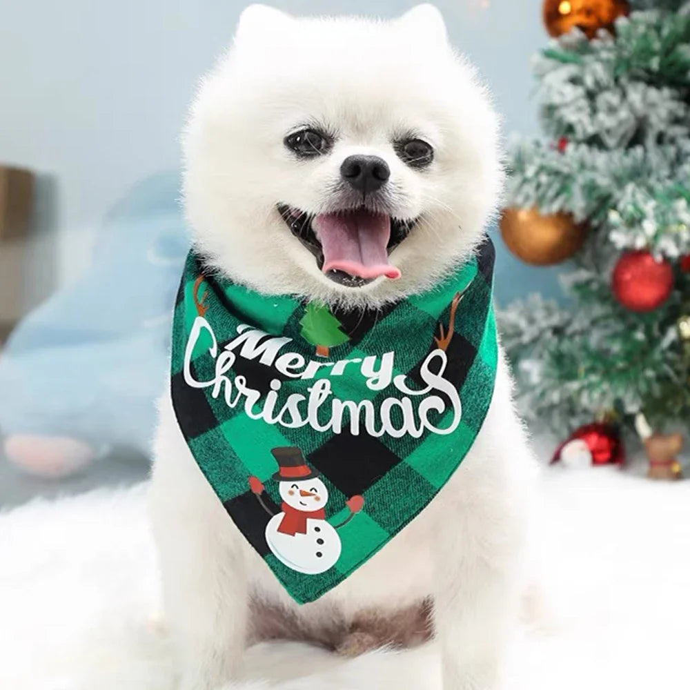 10/1PCS Christmas Pet Bandana Bib Dog Triangular Scarf Collar Cotton Bandanas for Dogs Cats Puppy Xmas Party Saliva Towel Supply