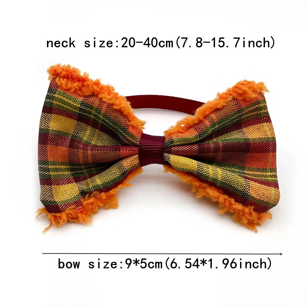 50pcs Fall Pet Supplies Dog Bowties Thanksgiving Dog Bows Small Dog Bowtie Pet Dog Collar Accessoreis Small Dog Collar Grooming