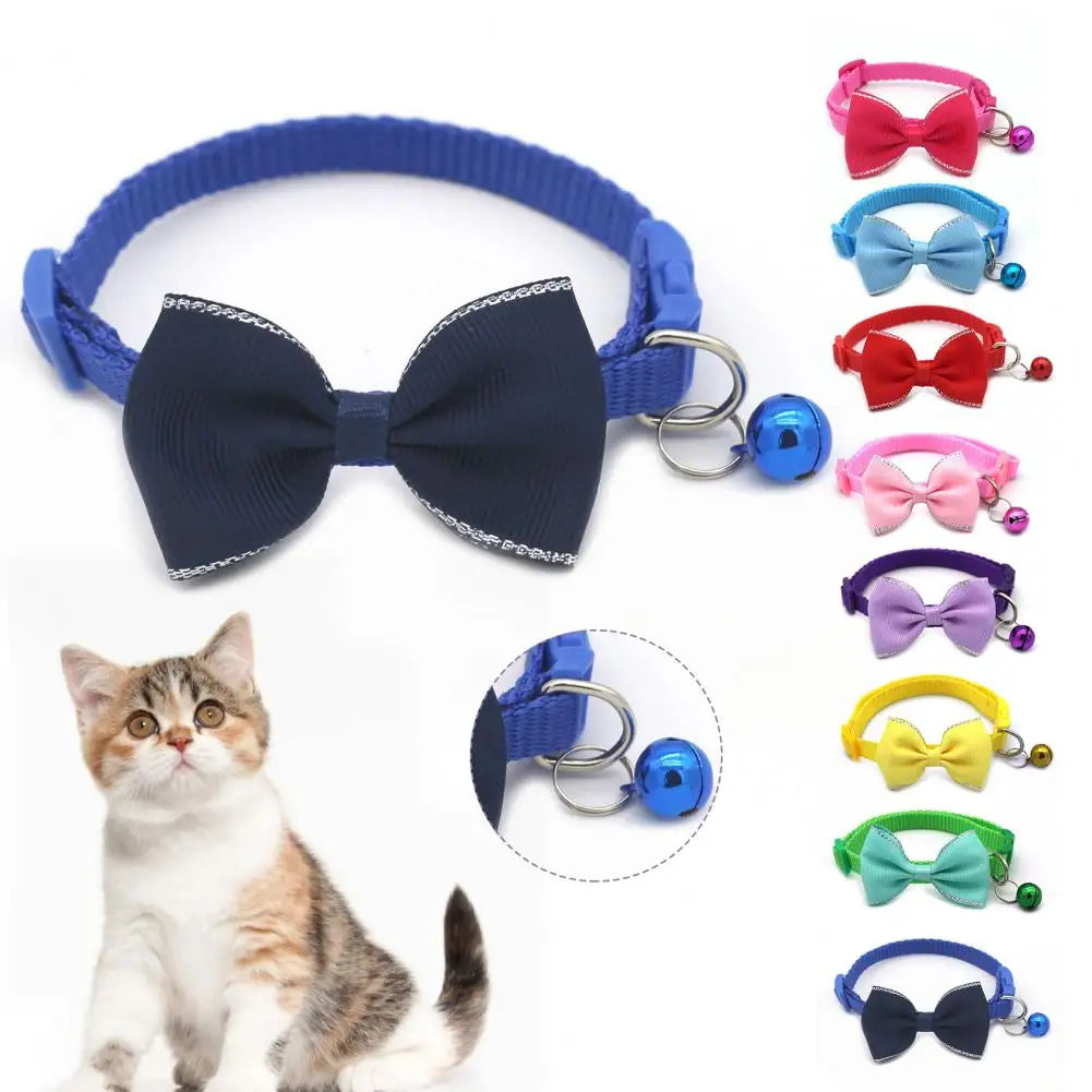 Lovely  Cat Collar Universal Pet Cat Breakaway Bow Tie with Bell Easy-wearing Soft Texture Kitten Collar Pet Supplies