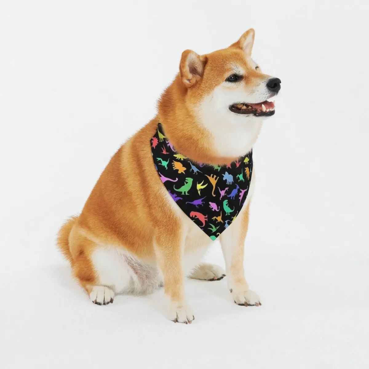 Fun Dinosaur Pattern (Black Background) Dog Bandana Bulk Small Large Dog Bibs Scarf Cotton Pet Puppy Kerchief Summer