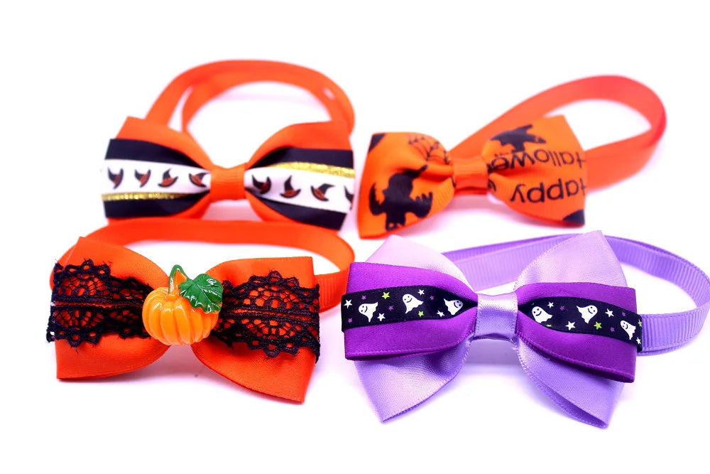 50Pcs Halloween Style Pet Dog Cat Bowties Cute Adjustable Collar Bows for Small Dog Pets Dogs Grooming Accessoires Supplier