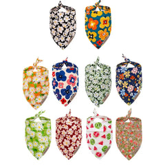 Pet Bandana Breathable Triangular Bandage Soft Neckerchief Cute Floral Print Dog Bib Cat Collar Scarf for Small Medium Pets