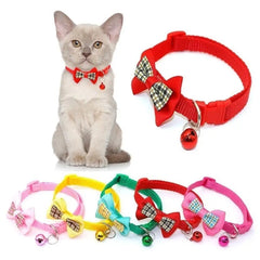 Pet Puppy Dogs Adjustable Bow Tie Collar Necktie Bowknot Puppy Bell Kitten Deco Product Holiday Necklace Soft Pet Wedding L X8A2