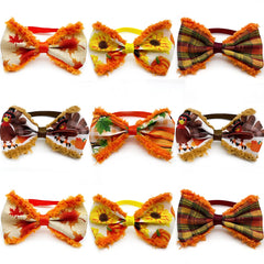 50pcs Fall Pet Supplies Dog Bowties Thanksgiving Dog Bows Small Dog Bowtie Pet Dog Collar Accessoreis Small Dog Collar Grooming