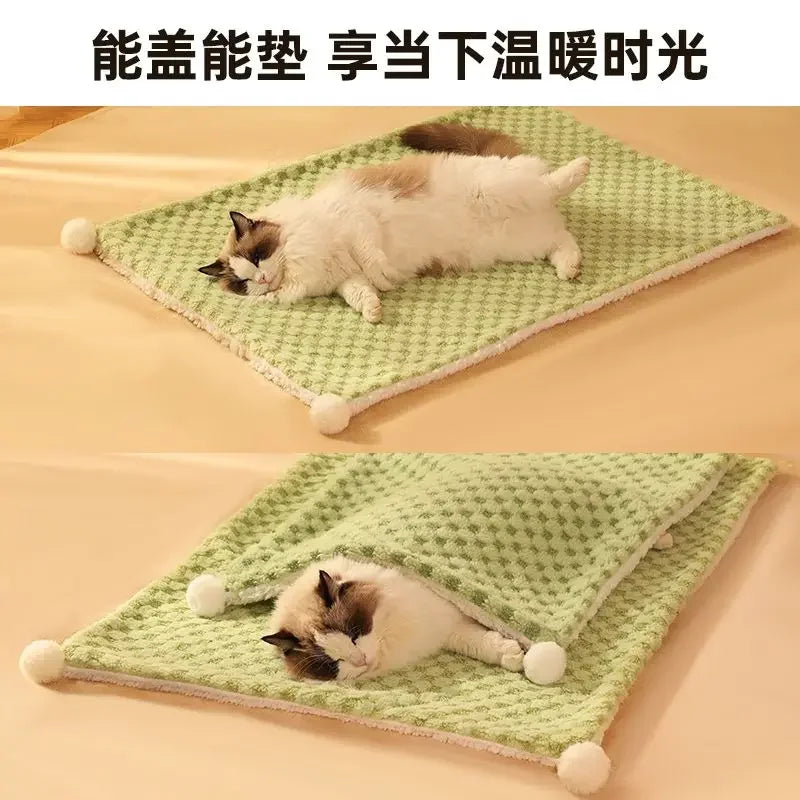 B111418260112Dog mat cat blanket autumn and winter sleeping mat sleeping floor mat winter warmth pet supplies universal bedding