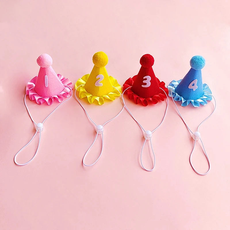 Pet Birthday Party Hat Bib Set Cute Cat Dog Birthday Celebration Scarf Dress Up Kitten Puppy Costumes Gift Pet Accessories