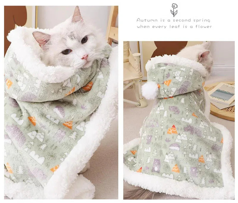 Plush Cloaks for Pets, Dog Clothes, Cat Blanket, Cat Blanket, Warm, Autumn and Winter