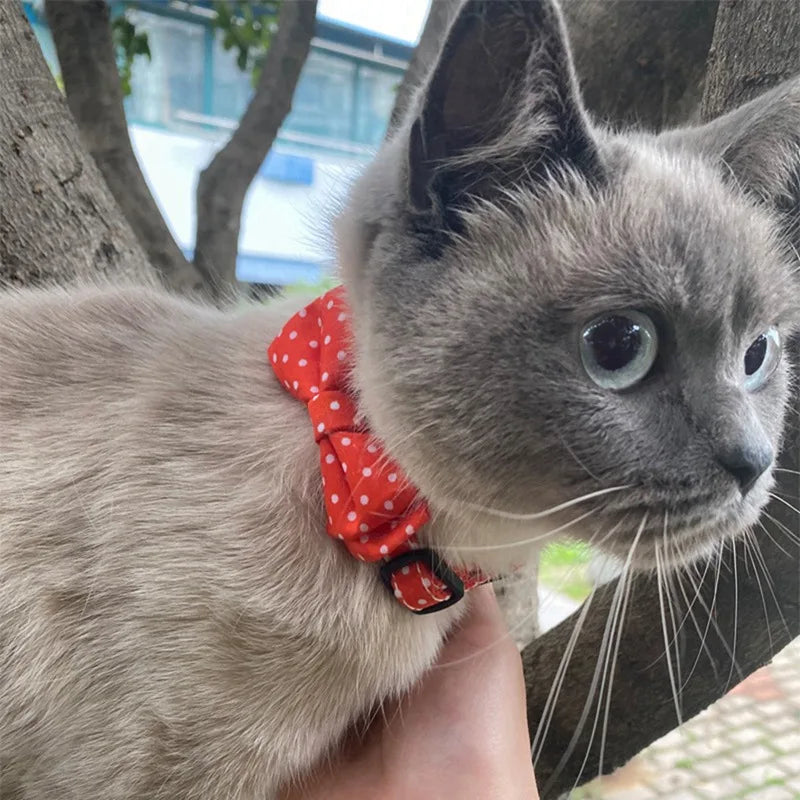 Pet Cat Dog Collar Christmas Snowflake Red Bow Adjustable Pet Bowknot Necktie Collar Stripe and Flag Bow Tie Dropship