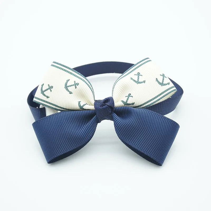 Navy Style Pet Bow Ties Dots Anchor Striped Pattern Cat Puppy Ribbon Bowtie 8 Colors Dog Neck Collar Pet Grooming Accessories