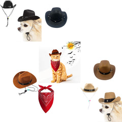 Pet Dog Cowboy Hat Headgear Cat Funny Headwear Adjustable Pet Caps for Small Animal Party Gifts Photography Prop Cosplay Costume