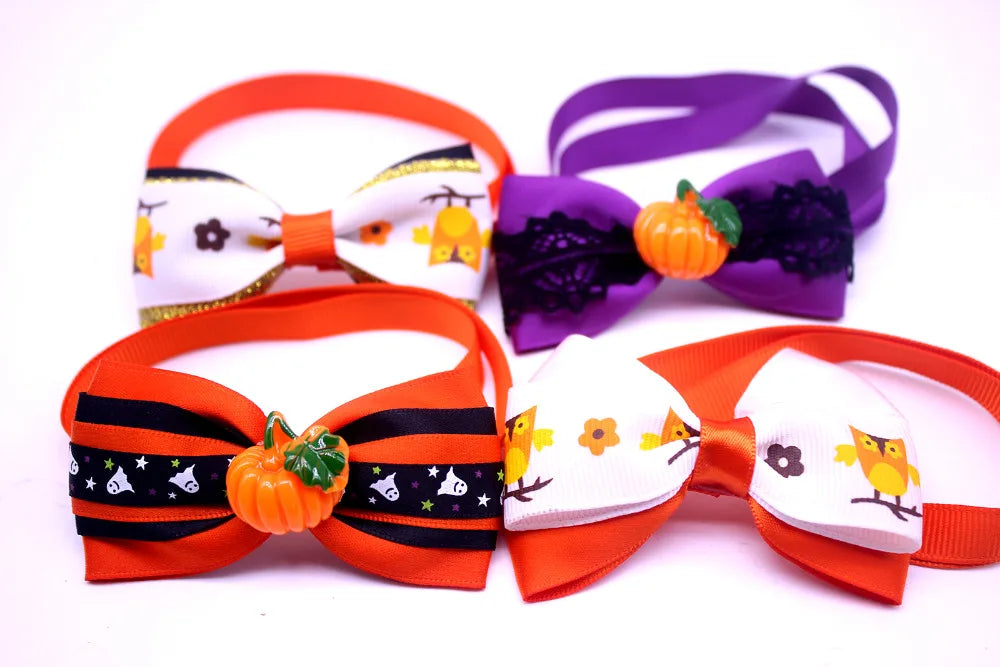 50Pcs Halloween Style Pet Dog Cat Bowties Cute Adjustable Collar Bows for Small Dog Pets Dogs Grooming Accessoires Supplier