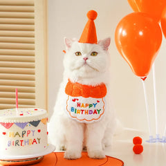 Для Кота Cat Hat Adorable Dog Cat Puppy Birthday Hat & Bandana Set Cat Dog Accessories Pet Birthday Supplies Katzen Zubehör