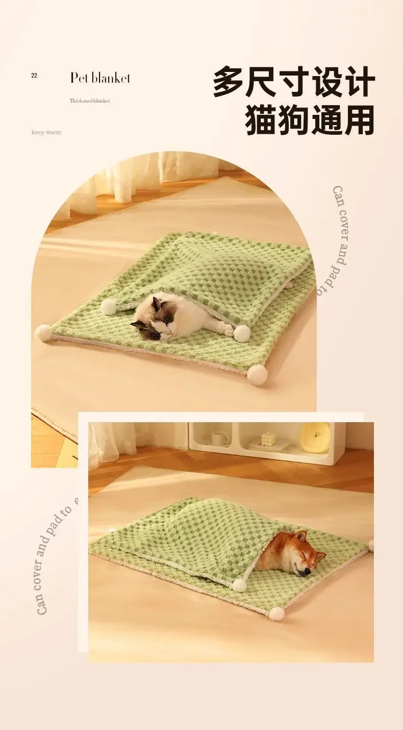 B111418260112Dog mat cat blanket autumn and winter sleeping mat sleeping floor mat winter warmth pet supplies universal bedding